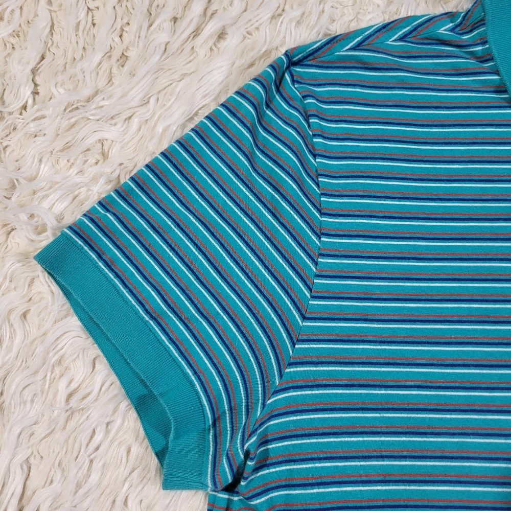 Lacoste - Men's Size 7 Blue Striped Polo Shirt - Picture 5 of 15